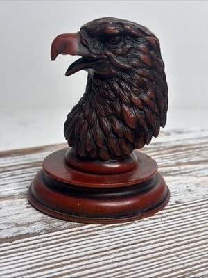 Vintage American Eagle Red Resin Figurine Small Chip On Back Of Pedestal