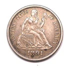 United States 1891 SILVER Seated Liberty Dime XF Beauty HIGH Grade USA Ten Cents