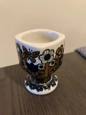 Arabia Finland Egg Cup Ceramic Floral And Butterfly Decor. 3”