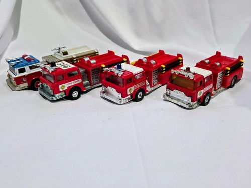 Lot (4) Corgi MACK CF engine pumpers (No boxes, 2-damaged, parts only)