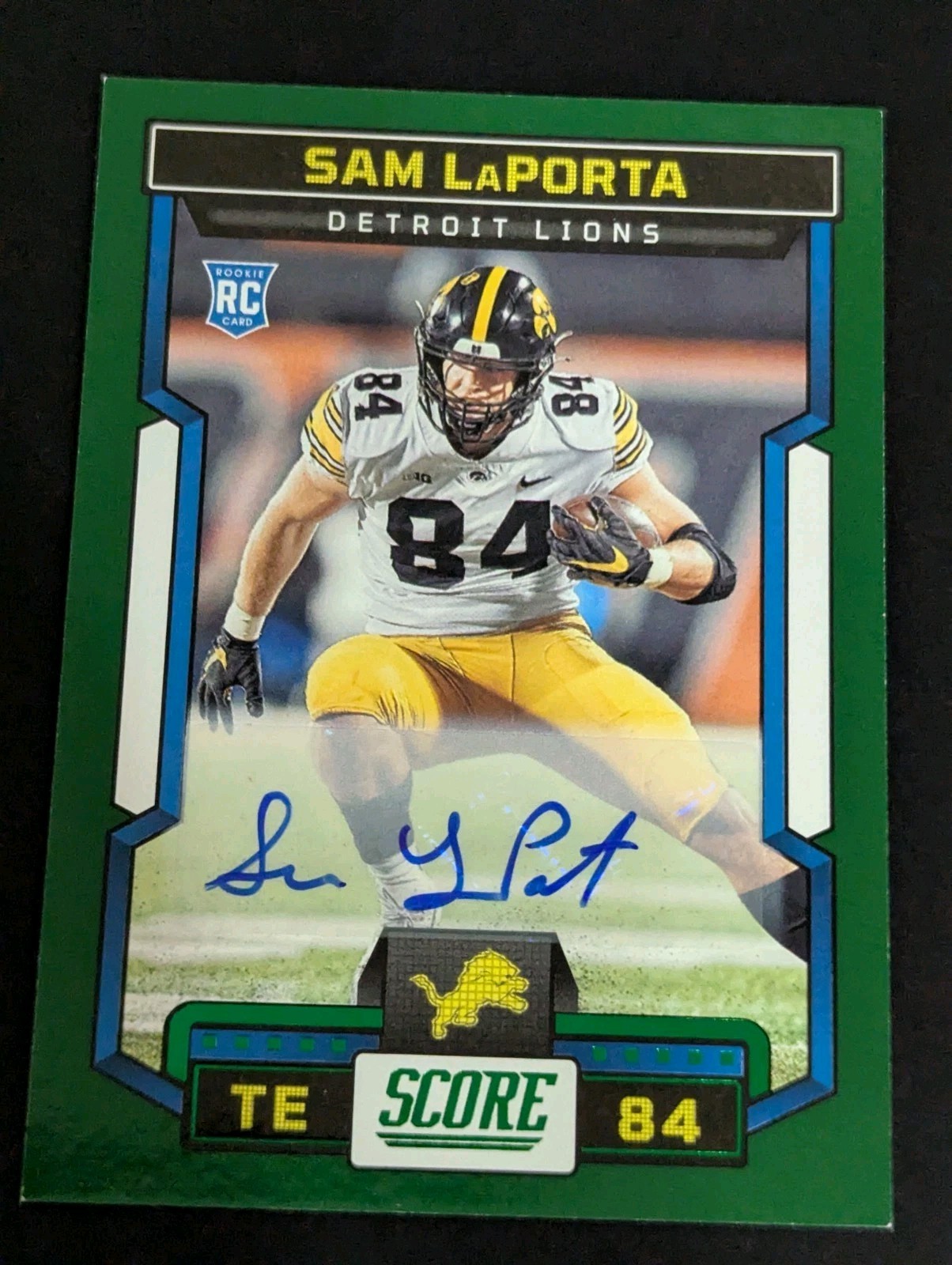 2023 Score Sam LaPorta Rookie Auto Green Parallel #342 Detroit Lions 