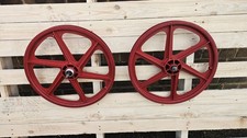 Skyway 6 Spoke Tuff Wheels Old School BMX 20 Inch Pair RED NOS MADE IN USA 