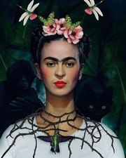 Dipinto olio su tela firmato Frida Kahlo in arte messicana.