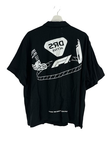 Formula 1 Pacsun F1 Shirt Black Short Sleeve Button Down Size Large 100% Viscose - Picture 2 of 4