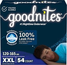 Goodnites Boys Nighttime Underwear, Size XXL 120-165 lbs, 54 Ct, Packaging