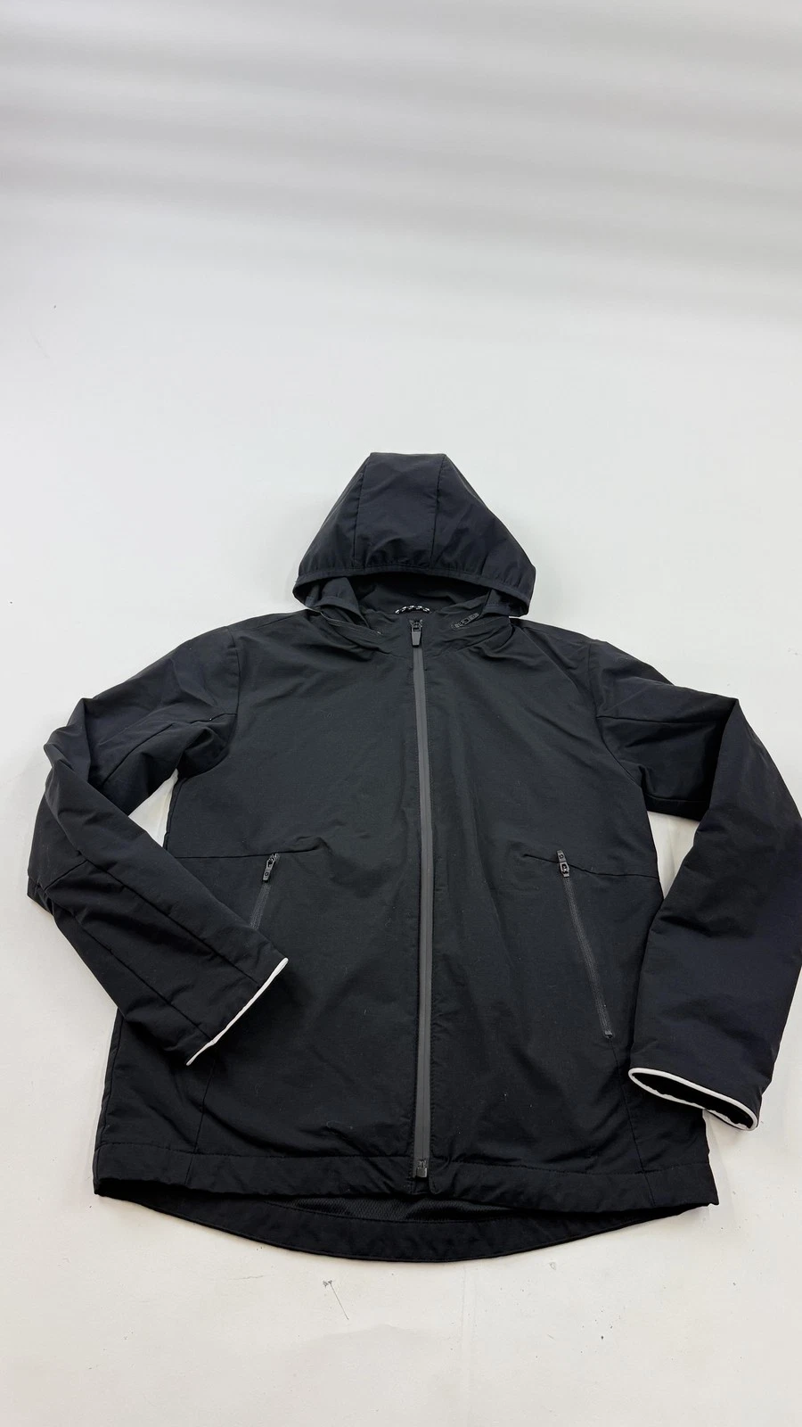 Gap Jacket Youth 12 Black Hooded Softshell Windbreaker Zip Pockets Outdoor