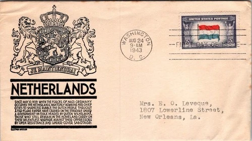 S07-8961, WWII OVERRUN COUNTRIES: NETHERLANDS, ANDERSON FDC