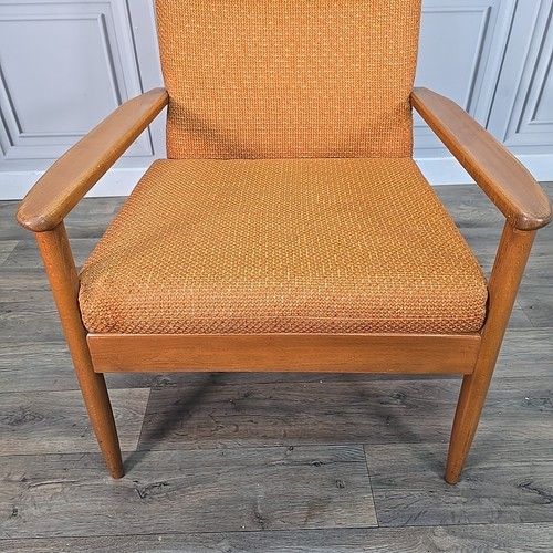 Retro Vintage Mid Century Modern Teak Upholstered Armchair Fireside Chair Danish - Picture 5 of 24