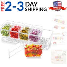 Ice Chilled Condiment Caddy with 5x 20oz2.5 cup Containers, 15.3" Condiment S...