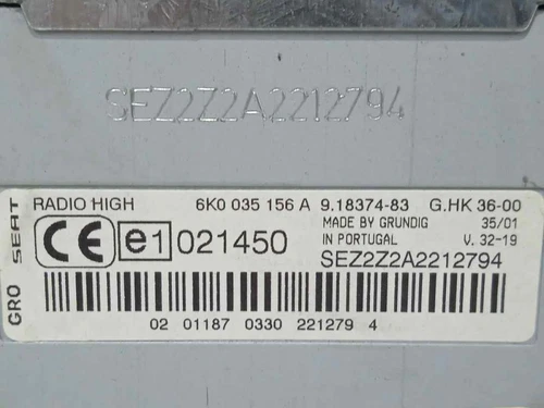6K0035156A Sistema Audio Radio per SEAT IBIZA (6K1) Signo 2002 3797514 - Picture 5 of 10