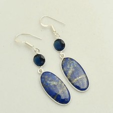 Lapis Lazuli Tanzanite Gemstone Drop Dangle Earrings Jewelry Gift 2.2