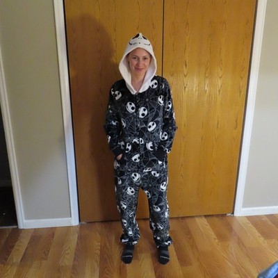 DISNEY Nightmare Before Christmas Jumpsuit Womens Large Pajama Jack Skellington