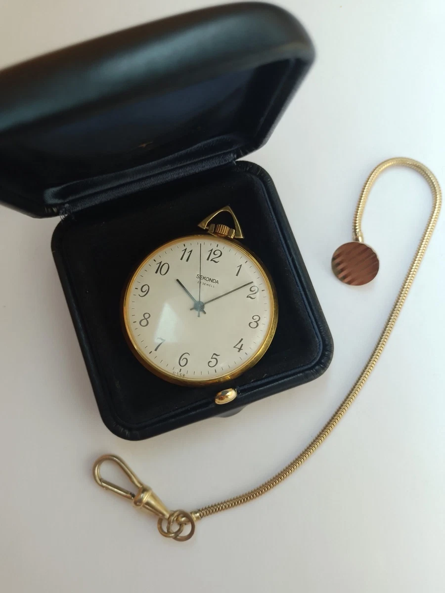 Reloj Bolsillo Sekonda 23 Joyas Oro au20 Oro URSS Cadena Vintage Raketa 2209