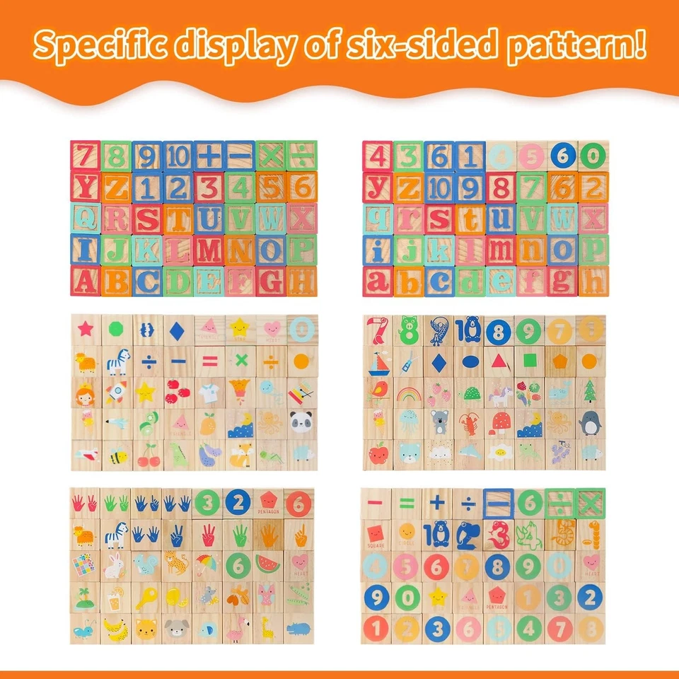 Bloques de alfabeto y números de madera seguros y duraderos con almacenamiento para niños de 1 a 3 años Foto 4 de 4