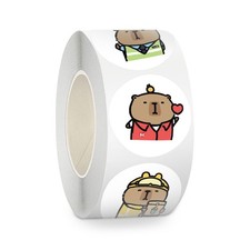 500PCS/Roll Cute Cartoon Capybara Sealing Stickers - Graffiti Decals for Luggage