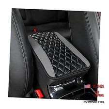 Car Center Console Cushion Pad, Universal Leather Waterproof Armrest Seat Gray