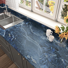 Thick Blue Marble Contact Paper Waterproof Self Adhesive Matte Marble Wallpaper