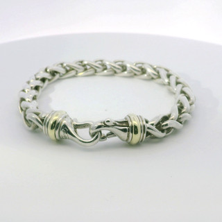 David Yurman Sterling und 14K Weizen Kette 7 25 Zoll Vintage Armband D 392