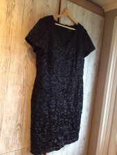 PHASE EIGHT Black Lace & Sequinned Dress Size 18 Fully Lined