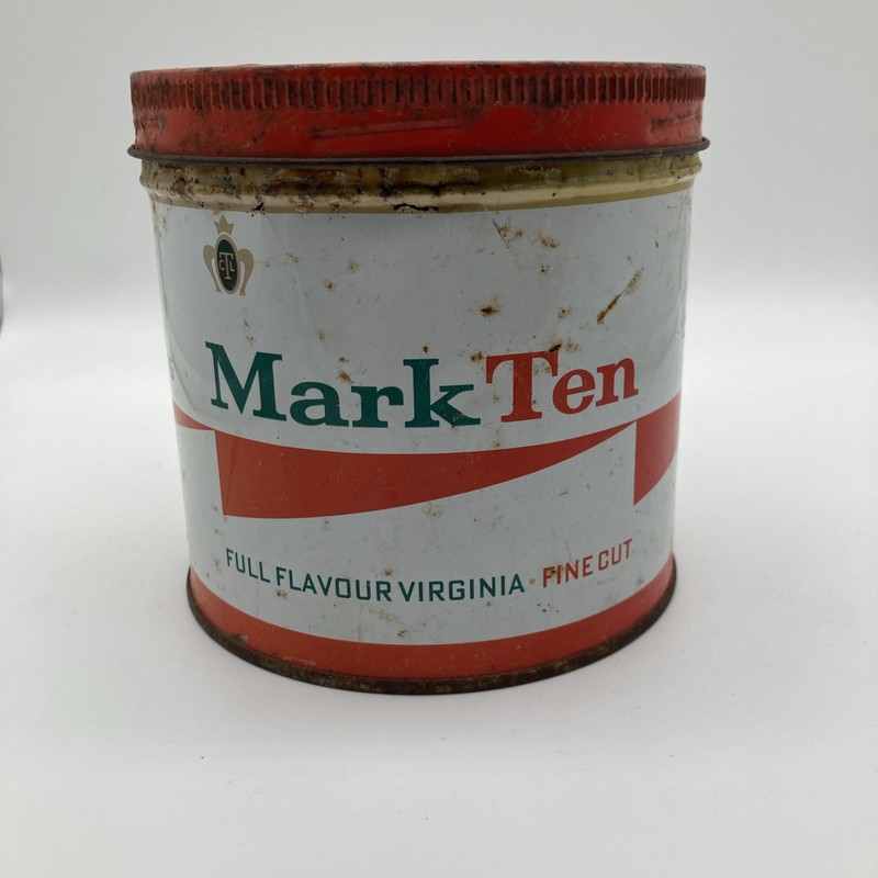 VERY RARE VINTAGE MARK TEN CIGARETTE TOBACCO Round TIN EMPTY see pictures 
