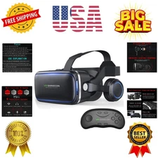 VR Headset with Remote Controller,HD 3D VR Glasses Virtual Reality Headset fo...