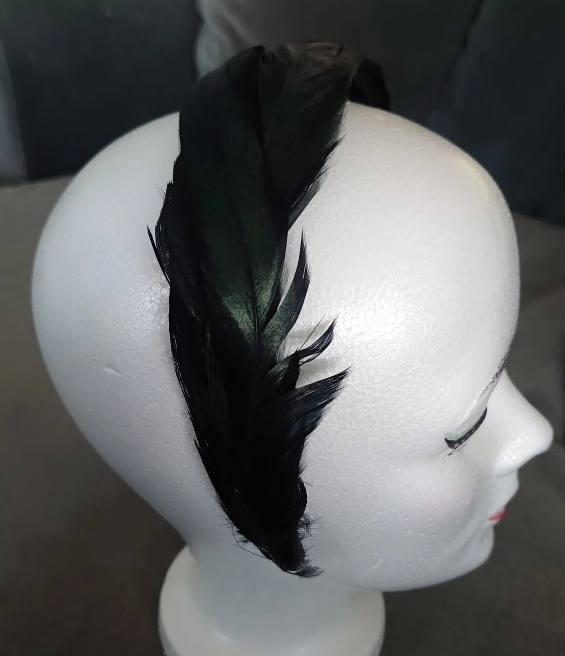 Black Vintage Feather Fascinator Headband