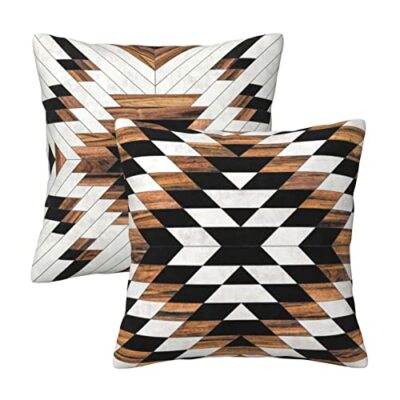 Tribal Aztec Western Wooden Native American Indian Farmhouse Throw Pillow 