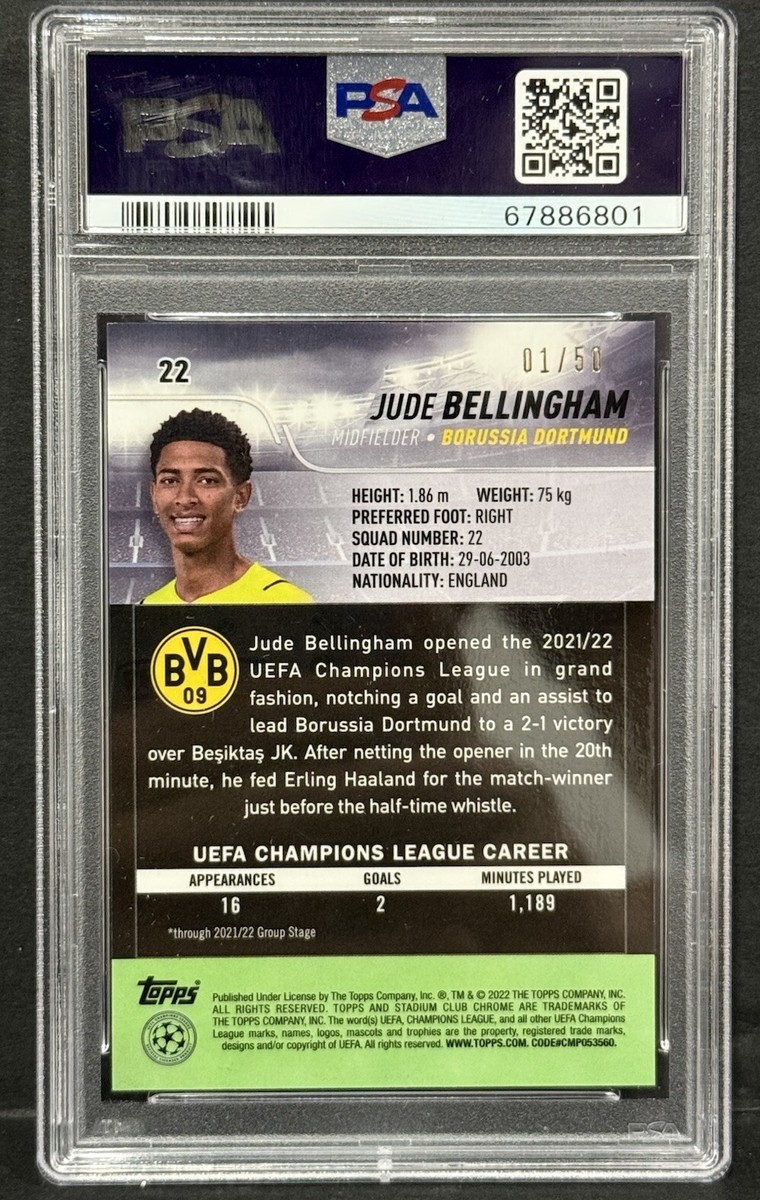 2021-22 Topps Stadium Club Chrome UCL Jude Bellingham Gold