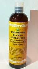 African Liquid Black soap with Sea Moss & Elderberry 13 oz