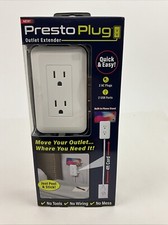 Presto Plug Wall Outlet Extender 4 ft Cord Peel  Stick As Seen On TV 2 AC 2 USB