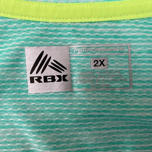 RBX Performance Activewear Top Size 2X Mint Green Marled Short Sleeve V-Neck - Picture 10 of 11