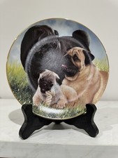 Assiette retraitée Danbury Mint Pug édition limitée PROUD PUGS par Simon Mendez