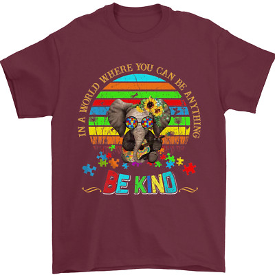 Autism Be Kind Elephant Autistic Mens T-Shirt 100% Cotton