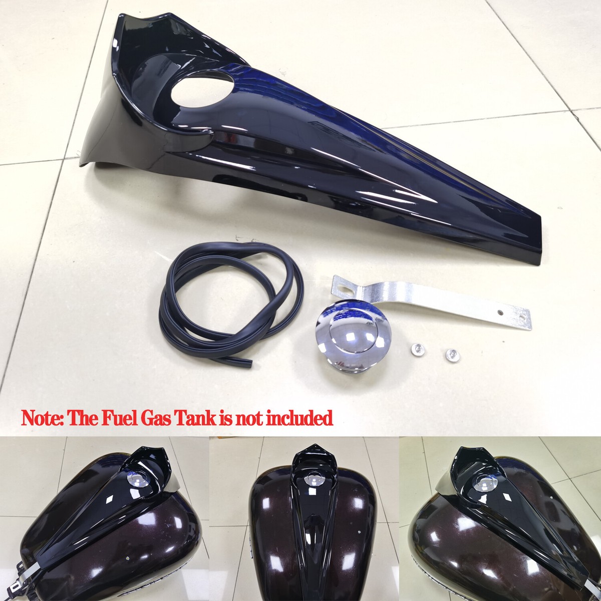 Stretched Dash Panel + Gas Tank Cap Cover For Harley Road