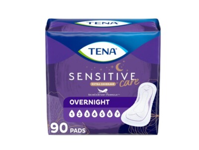 Tena Sensitive Care Extra Coverage Overnight Incontinence Pads for Women, 90 Cou