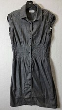 Calvin Klein Women's S Gray Sleeveless Collard Button Dress