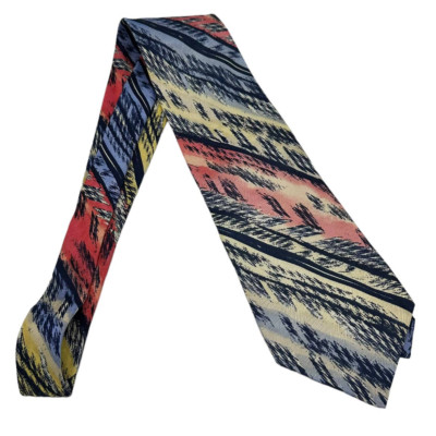 Lot De 5 Cravates Missoni Multicolores En Soie - Occasion, Bon état, Fait En Italie