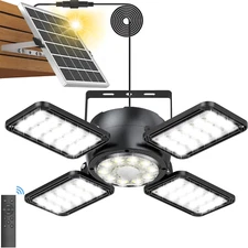 Solar Shed Light Outdoor Indoor Upgrade 1200LM 174LED 4 and 1 Heads Motion Senso