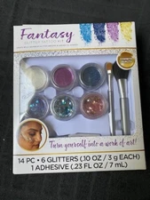 Fantasy Glitter Tattoo Kit 14 Pcs (6 Glitters + Accessories)1 ADHESIVE (2 set)