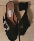 TABITHA SIMMONS SELENA Black Suede Crystal Sandals Mules Shoes Sz 40 ITALY 🇮🇹 — photo 4