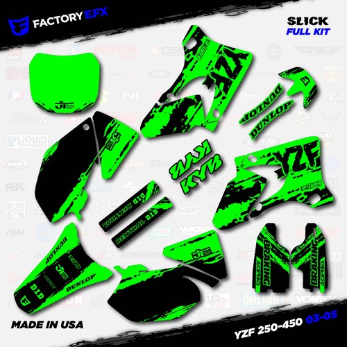 Black & Green Slick Graphic Kit fits Yamaha YZ250F YZ450F 03-05 YZF 250 450 - Bild 2 von 5