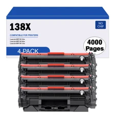 No Chip 4PK W1380X Toner For HP 138X LaserJet Pro 3001dw 3001fdw MFP 3101fdw