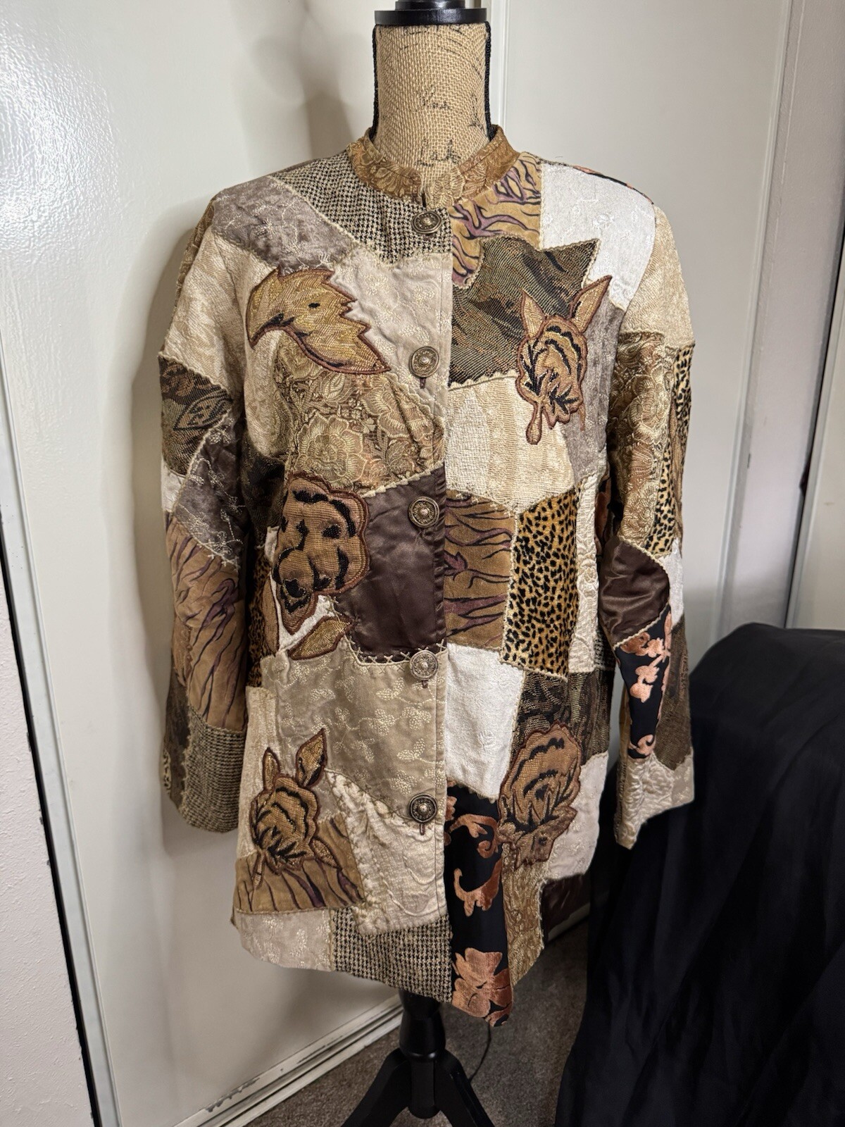 Vintage Indigo Moon Patchwork Jacket L - image 7