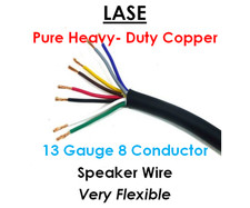 LASE 13 AWG Gauge 8 Conductor Heavy Duty Speaker Wire Sold in 10 Ft Increments 
