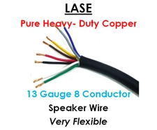 LASE 13 AWG Gauge 8 Conductor Heavy Duty Speaker Wire (Sold in 10 Ft Increments)