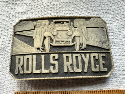 Vintage Rolls Royce Belt Buckle Carved Resin Black Acrylic Phenolic Rubber - Picture 2 of 5