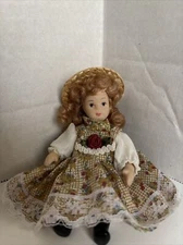 Vtg Miniature Porcelain Doll 4.5” Tall