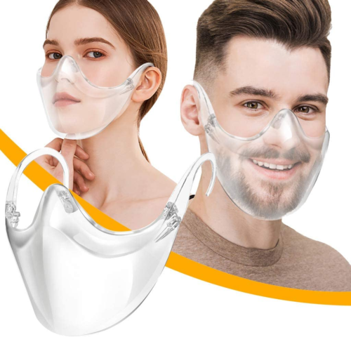 Clear Face Mask Shield Safety Protector Reusable Plastic Transparent Cover USA - Zdjęcie 1 z 5