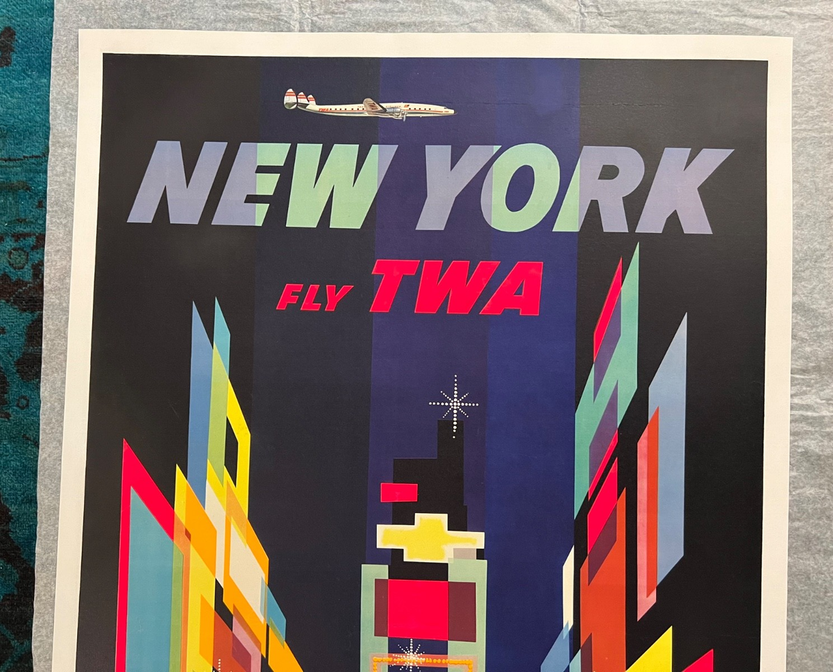 Original Travel Poster New York Fly TWA Airlines Times