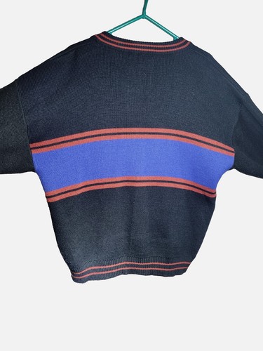Vintage 80's 90's Bugle Boy Club Cardigan Sweater Black Men's Size L - Picture 2 of 4